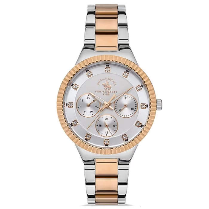 Montre Femme Polo Santa Barbara SB-1-10399-4- Silver & Rose Gold