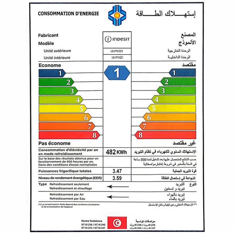 Climatiseur Indesit 24000 BTU Inverter Chaud Froid