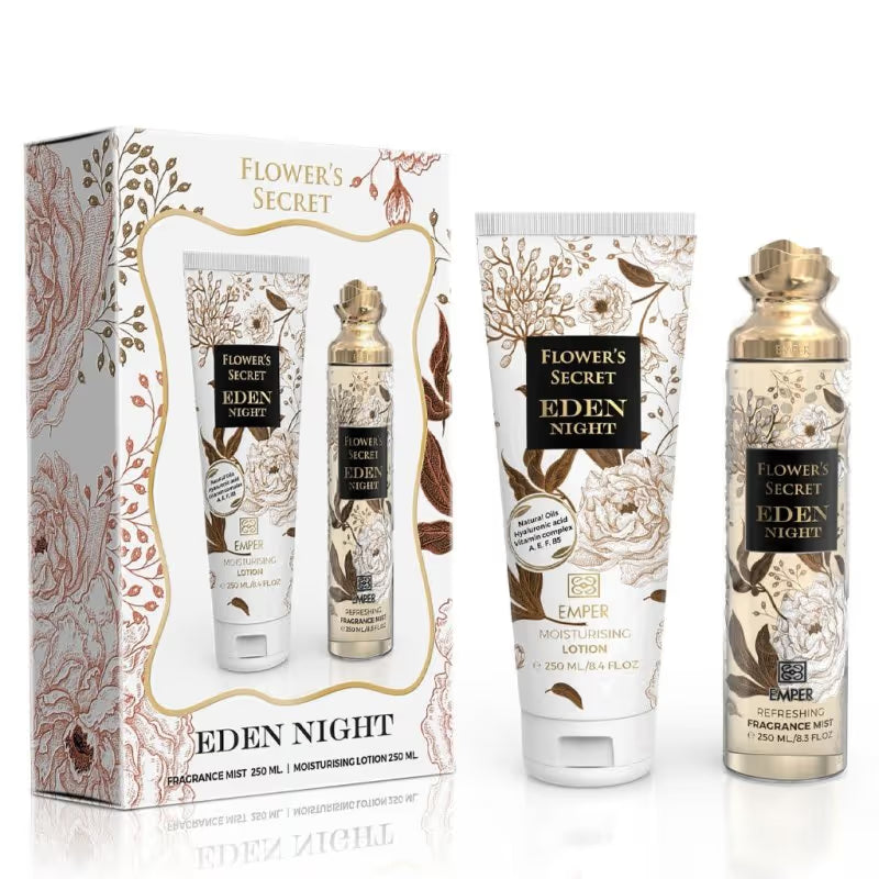 Coffret Flower's Secret Eden Night Brume de Corps pour Femme 250ml & Lait de Corps 250ml