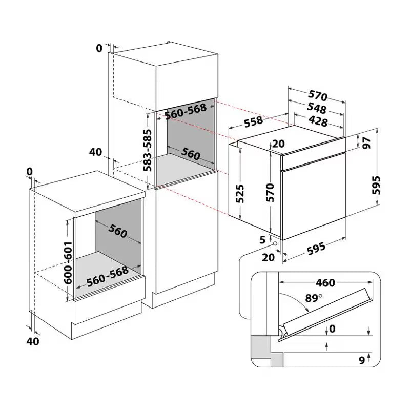 Four Électrique Encastrable Ventilé ARISTON FA3540HIXA 66L - Inox