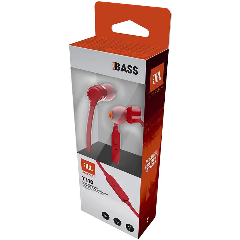 Écouteur Filaire JBL T110 - Rouge