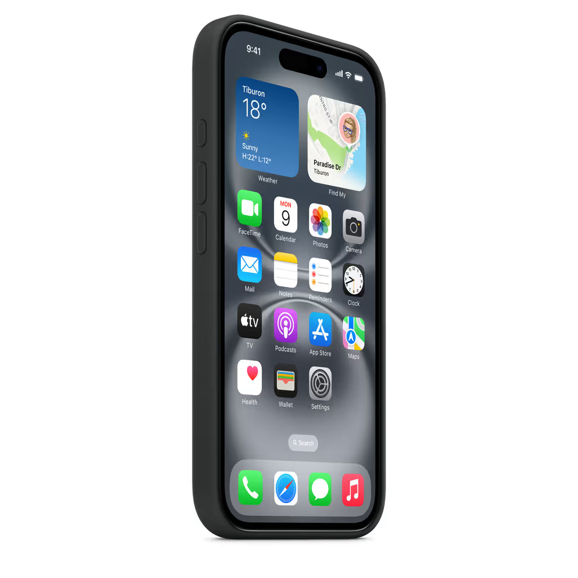 Coque en Silicone MagSafe pour iPhone 16 - Noir