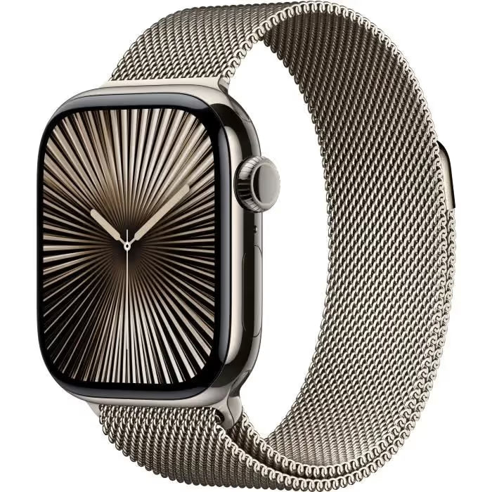 Apple Watch Series 10 GPS + Cellular - 46mm - Boîtier Natural Titanium - Bracelet Natural Milanese Loop