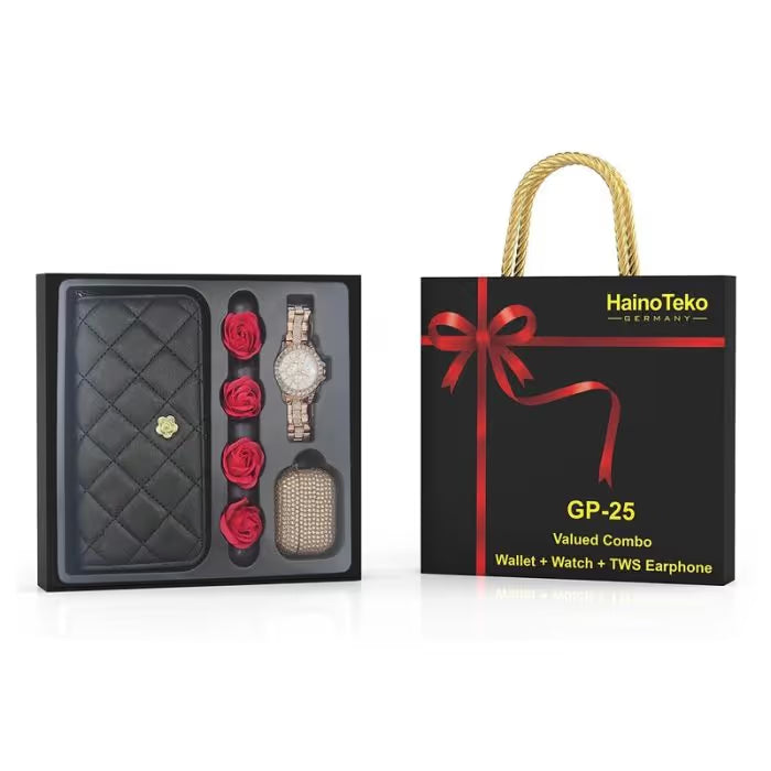 Coffret Haino Teko Montre GP-25+ Portefeuille pour Femme + Airpods