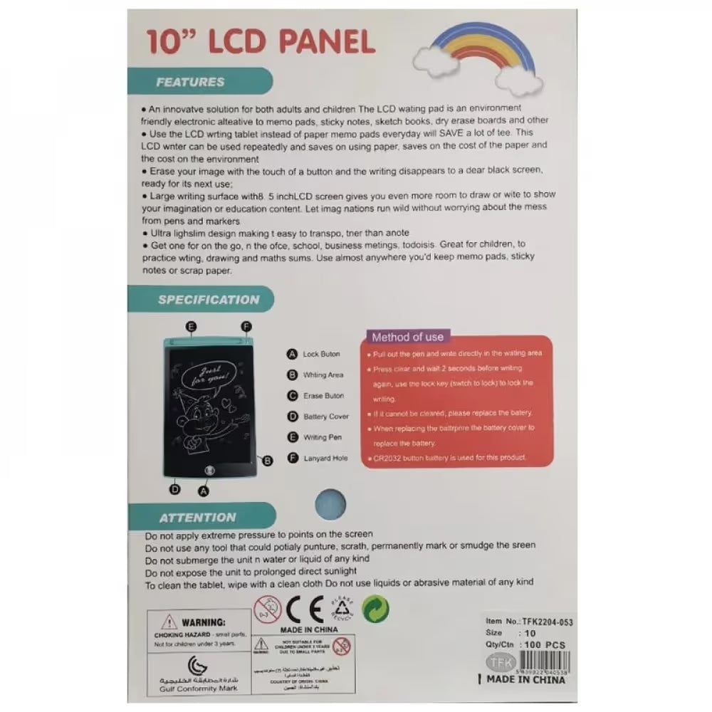 Tablette D'écriture Colorée à Écran LCD 10"