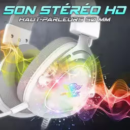 Micro Casque Gaming Filaire Spirit Of Gamer Elite H40 ARTIC RGB - Blanc