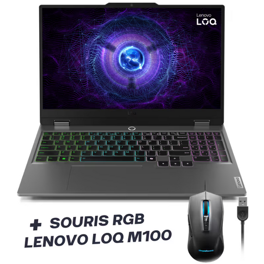 Pc Portable LENOVO LOQ i7-13650HX 15.6"FHD 16GO 512 GO SSD – Gris Luna +Souris