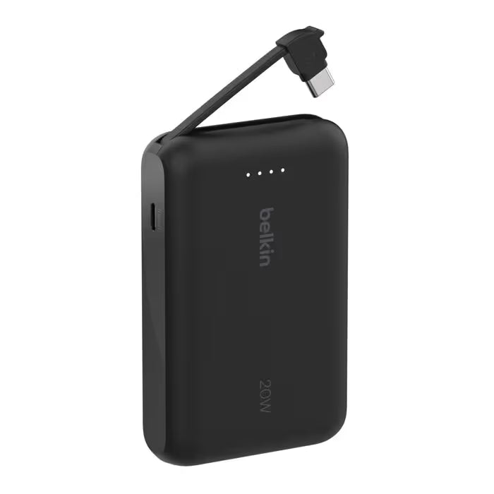 Power Bank Belkin 10K avec Câble Intégré - Noir