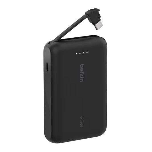 Power Bank Belkin 10K avec Câble Intégré - Noir