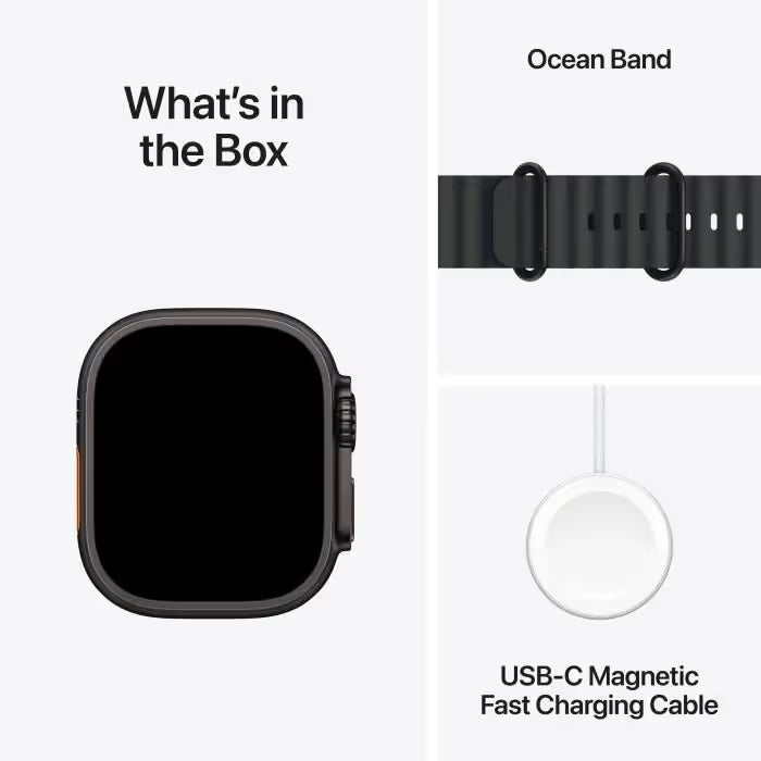 Apple Watch Ultra 2 GPS + Cellular - 49mm - Boîtier Titane Noir - Bracelet Noir Ocean Band