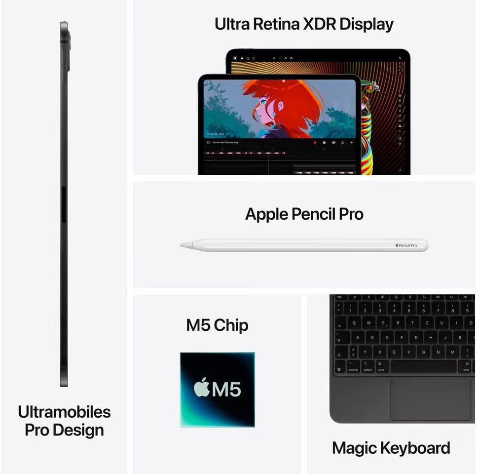 APPLE - iPad Pro M5 - 13" - Wi-Fi + Cellular - 512 Go - Verre standard - Space Black