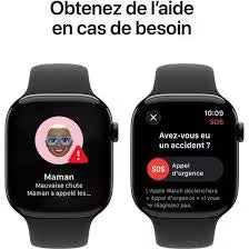 Apple Watch Series 10 GPS - 46mm - Boîtier Jet Black Aluminium - Bracelet Black Sport Band.