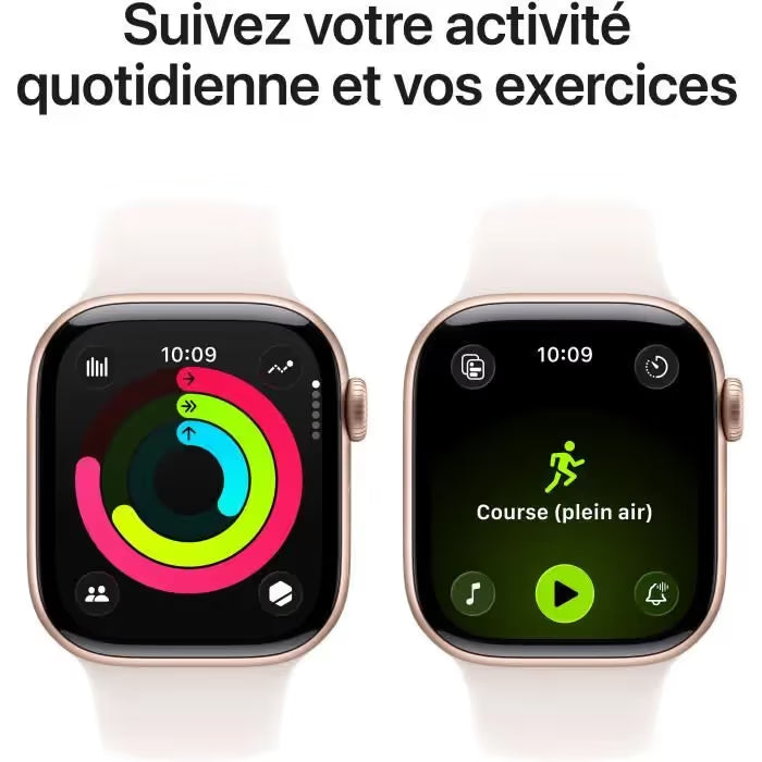 Apple Watch Series 11 GPS - 42mm - Boîtier Rose Gold Aluminium - Bracelet Rose Poudré Sport Band S/M
