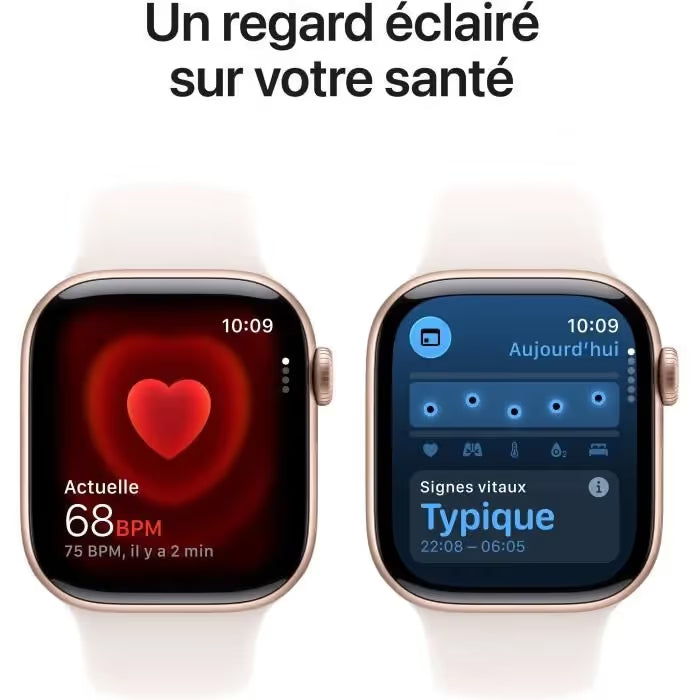 Apple Watch Series 11 GPS - 46mm - Boîtier Rose Gold Aluminium - Bracelet Rose Poudré Sport Band