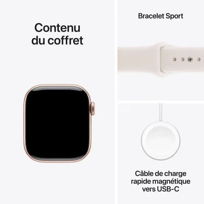 Apple Watch Series 11 GPS - 42mm - Boîtier Rose Gold Aluminium - Bracelet Rose Poudré Sport Band S/M