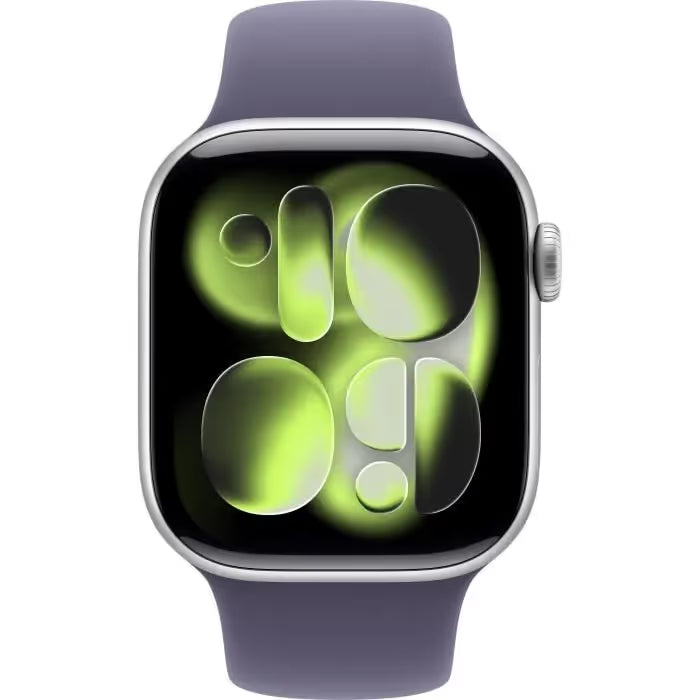 Apple Watch Series 11 GPS - 42mm - Boîtier Argent Aluminium - Bracelet Brume Pourpre Sport Band S/M