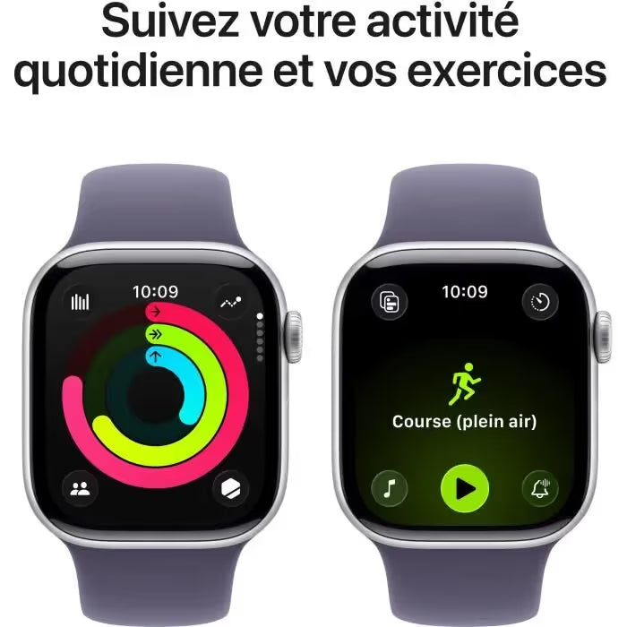 Apple Watch Series 11 GPS - 46mm - Boîtier Argent Aluminium - Bracelet Brume Pourpre Sport Band