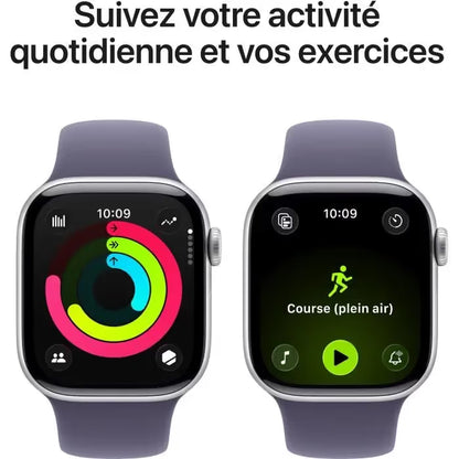 Apple Watch Series 11 GPS - 42mm - Boîtier Argent Aluminium - Bracelet Brume Pourpre Sport Band S/M