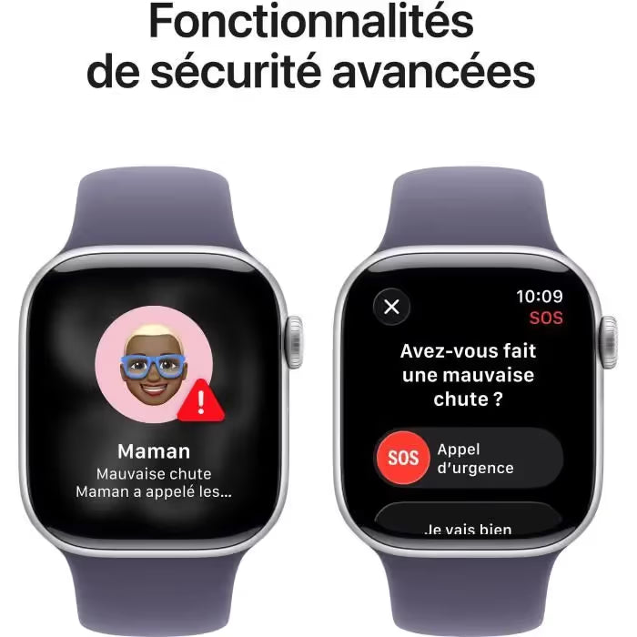 Apple Watch Series 11 GPS - 46mm - Boîtier Argent Aluminium - Bracelet Brume Pourpre Sport Band