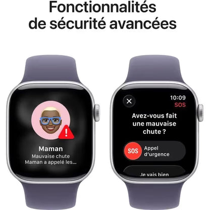 Apple Watch Series 11 GPS - 42mm - Boîtier Argent Aluminium - Bracelet Brume Pourpre Sport Band S/M