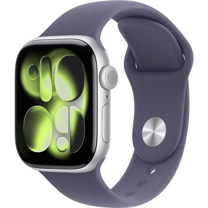 Apple Watch Series 11 GPS - 42mm - Boîtier Argent Aluminium - Bracelet Brume Pourpre Sport Band S/M