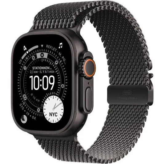 Apple Watch Ultra 3 GPS + Cellular - 49mm - Boîtier Noir Titane  - Bracelet Noir Milanese Loop - S