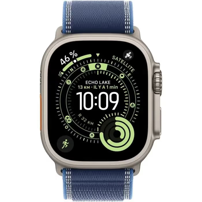 Apple Watch Ultra 3 GPS + Cellular - 49mm - Boîtier Titane Naturel  - Bracelet Blue/Bright Blue Trail Loop - S/M
