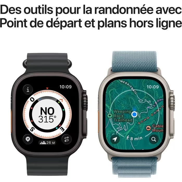 Apple Watch Ultra 3 GPS + Cellular - 49mm - Boîtier Titane Naturel  - Bracelet Blue/Bright Blue Trail Loop - S/M