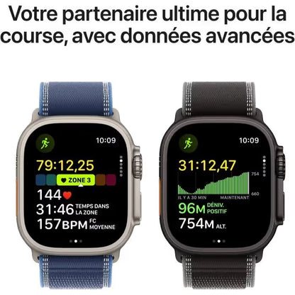 Apple Watch Ultra 3 GPS + Cellular - 49mm - Boîtier Titane Naturel  - Bracelet Blue/Bright Blue Trail Loop - S/M