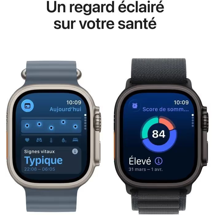 Apple Watch Ultra 3 GPS + Cellular - 49mm - Boîtier Titane Naturel  - Bracelet Blue/Bright Blue Trail Loop - S/M