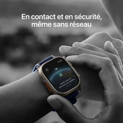 Apple Watch Ultra 3 GPS + Cellular - 49mm - Boîtier Titane Naturel  - Bracelet Blue/Bright Blue Trail Loop - S/M