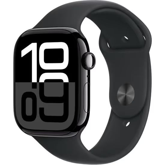 Apple Watch Series 10 GPS - 42mm - Boîtier Jet Black Aluminium - Bracelet Black Sport Band.