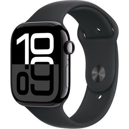Apple Watch Series 10 GPS - 42mm - Boîtier Jet Black Aluminium - Bracelet Black Sport Band.