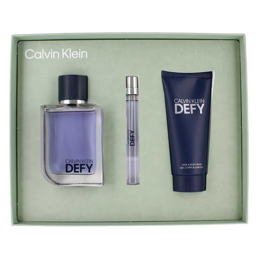 Calvin Klein coffret Defy pour homme - Eau De Toilette 100ML &  Gel Douche 100 ML + Vaporisateur pratique 10ML