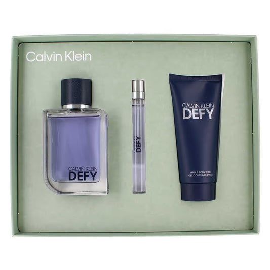 Calvin Klein coffret Defy pour homme - Eau De Toilette 100ML &  Gel Douche 100 ML + Vaporisateur pratique 10ML
