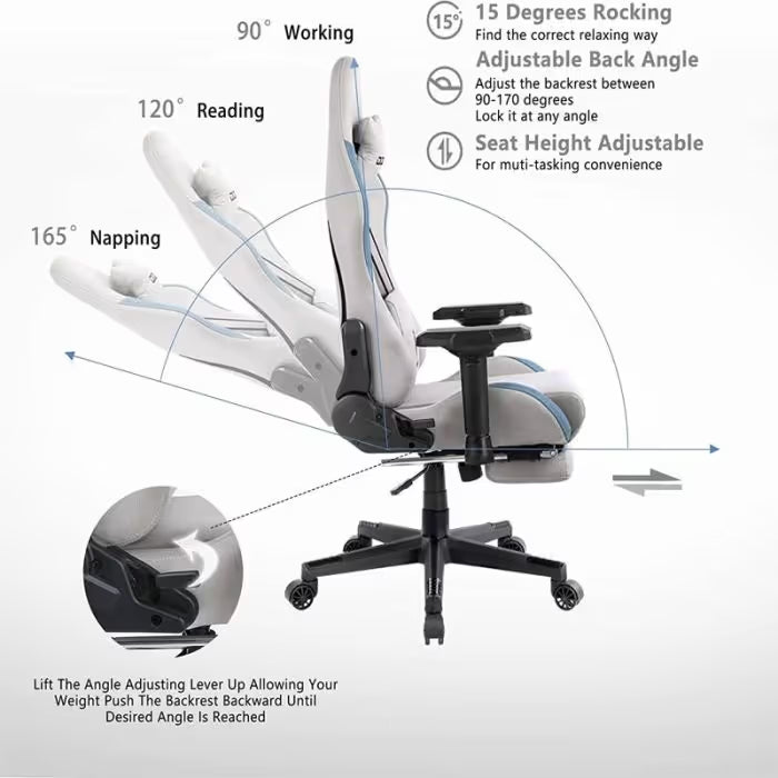 Chaise Gaming DOWINX LS-6668 4D Avec Accoudoirs - Gris