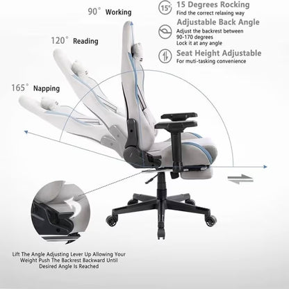 Chaise Gaming DOWINX LS-6668 4D Avec Accoudoirs - Gris