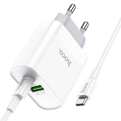 Chargeur Hoco C80A Rapide 20W avec Câble Type-C - Blanc