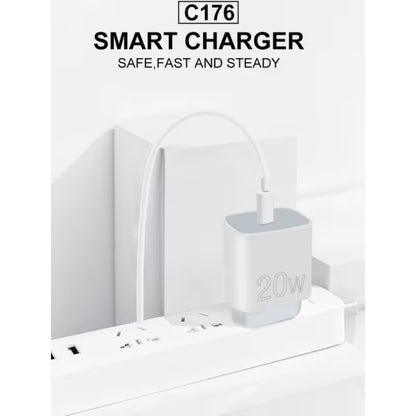 Chargeur WUW C176 20W 1 port USB Type-C - Blanc