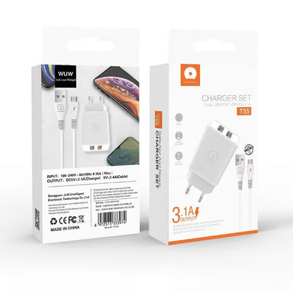 Chargeur WUW T55 3.1A Lightning - Blanc