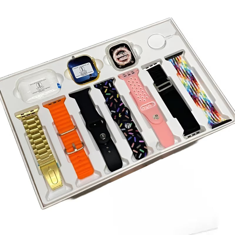 Montre Connectée I20 Ultra Max 10 en 1 + AirPods + 7 Ceintures- Gold - Pack Complet