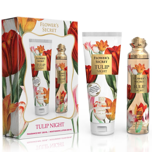 Coffret Flower's Secret Tulip Night Brume de Corps pour Femme 250ml & Lait de Corps 250ml