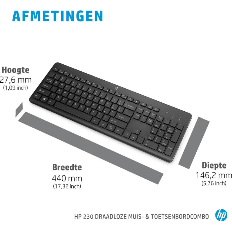 Ensemble Clavier & Souris sans Fil HP 230 Combo - Noir