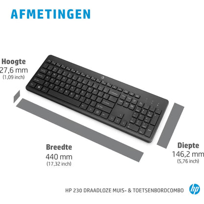Ensemble Clavier & Souris sans Fil HP 230 Combo - Noir
