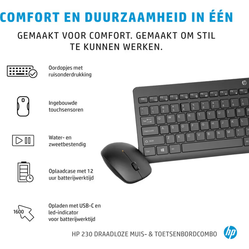 Ensemble Clavier & Souris sans Fil HP 230 Combo - Noir