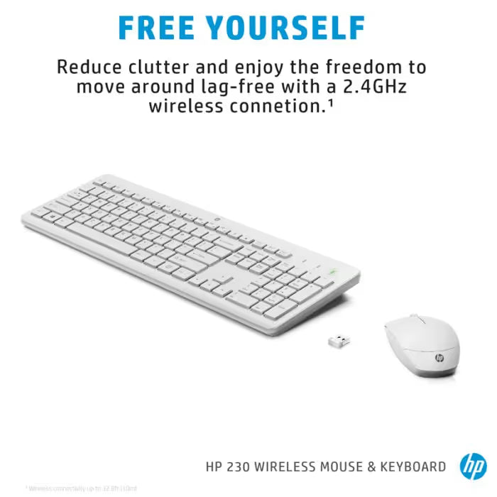 Ensemble Clavier & Souris sans Fil HP 230 Combo - Blanc