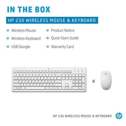 Ensemble Clavier & Souris sans Fil HP 230 Combo - Blanc