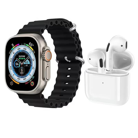 Montre Connectée T55 ULTRA MAX + 2 Ceintures + Ecouteur - Noir