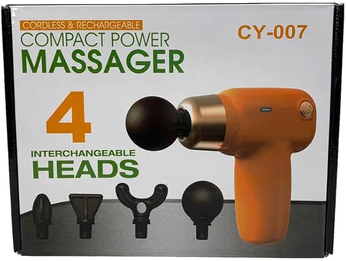 Pistolet de Massage Compact Tête Interchangeable 4en1 CY-007 - Orange