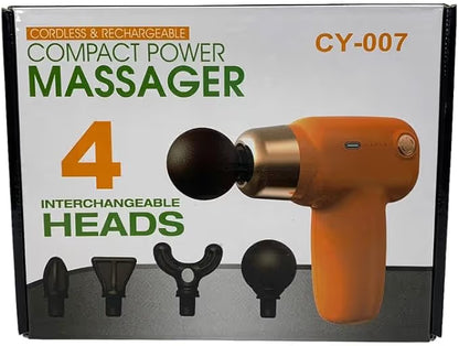 Pistolet de Massage Compact Tête Interchangeable 4en1 CY-007 - Orange